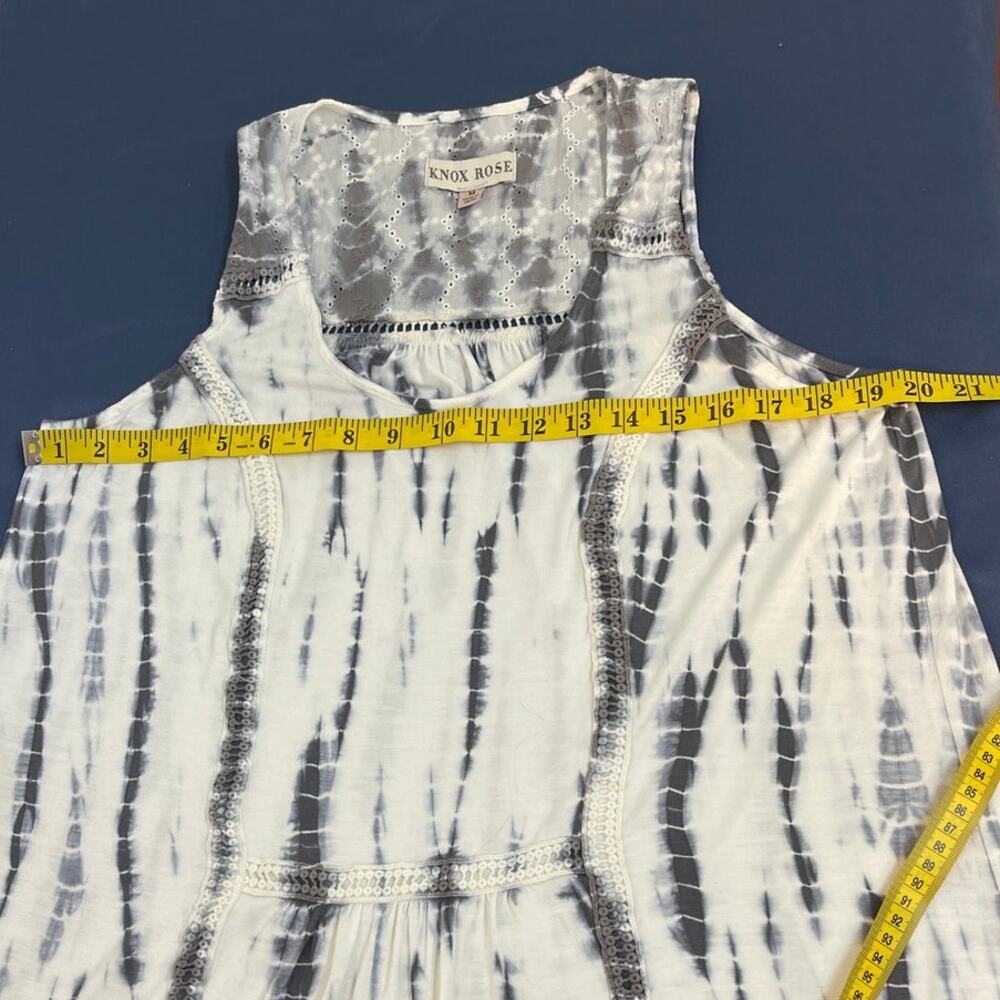 Knox Rose Womens Grey Tie Dye Babydoll Tank Top Lace Eyelet Trim Size M - Picture 4 of 7